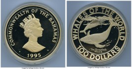 Elizabeth II silver Proof "Humpback Whale" 100 Dollars 1995, KM185. Mintage: 750. Included in wooden box of issue (no COA). ASW 32.1178 oz. 

HID098...