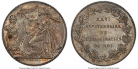 Leopold I silver Medallic 2 Francs MDCCCLVI (1856) MS64 PCGS, KM-X6.1, Dupriez-576. Coin alignment. Issued for the 25th anniversary of Independence. ...