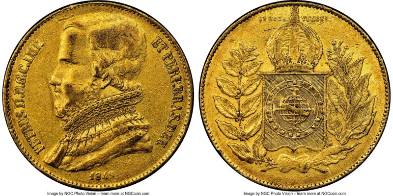 Pedro II gold 20000 Reis 1849 XF45 NGC, Rio de Janeiro mint, KM461. From a repor...