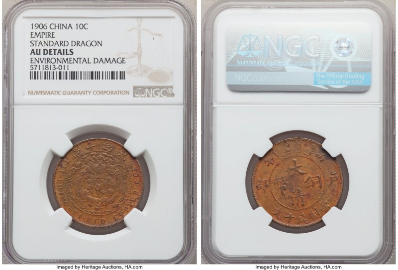 Kuang-hsü 10 Cash CD 1906 AU Details (Environmental Damage) NGC, KM-Y10.2.

HI...