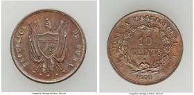 Provisional Republic copper Pattern 10 Centavos 1870 P-CT UNC (Environmental Damage), Potosi mint, KM-X2a. 19.3mm. 2.59gm. 

HID09801242017

© 202...