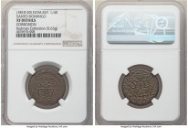 Santo Domingo 1/4 Real ND (c. 1810-1820) XF Details (Corrosion) NGC, KM2. 5.63gm. Crowned F.7 in circle / S. D above 1/4 within wreath. Ex. Rudman Col...