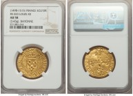 Louis XII gold Ecu d'Or au Soleil ND (1498-1515) AU58 NGC, Bayonne mint, Anchor mm, Fr-323, Dup-647. 28mm. 3.43gm. Issued from 25 April 1498. 

HID0...