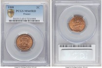 Republic 2 Centimes 1908 MS65 Red PCGS, Paris mint, KM841. A lovely piece retaining fully red surfaces after over a century.

HID09801242017

© 20...