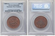 German Colony. Wilhelm II 10 Pfennig 1894-A MS61 Red and Brown PCGS, Berlin mint, KM3. One year type, popular bird of paradise issue. 

HID098012420...