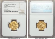 Venice. Tomaso Mocenigo gold Ducat ND (1414-1423) MS63 NGC, Fr-1231. . 21mm. 3.47gm. TOM • MOCЄNIGO | • S | • M | • V | Є | N | Є | T | I / doge kneel...