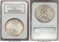 Estados Unidos 2 Pesos 1921 MS64 NGC, Mexico City mint, KM462. National arms, eagle left within wreath / Winged Victory. Struck to commemorate the Cen...