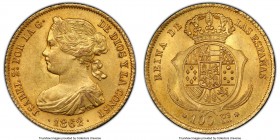 Isabel II gold 100 Reales 1862 MS63 PCGS, Madrid mint, KM605.2. Six-point star. AGW 0.2412 oz.

HID09801242017

© 2020 Heritage Auctions | All Rig...