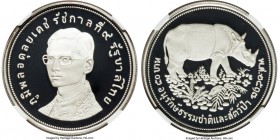 Rama IX Proof "Sumatran Rhinoceros" 50 Baht BE 2517 (1974) PR69 Ultra Cameo NGC, KM-Y102a. One year type Proof only issue conservation series. A beaut...