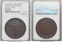 Pair of Certified Assorted Medals MS64 NGC, 1) Liberia: Republic bronze "Independence Declared" Medal 1847 - MS64 Brown 2) Belgian Congo brass "Indepe...