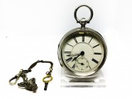 Silver Pocket watch with a key 
Silver;58 mm; 1850-s. Brand unknown.