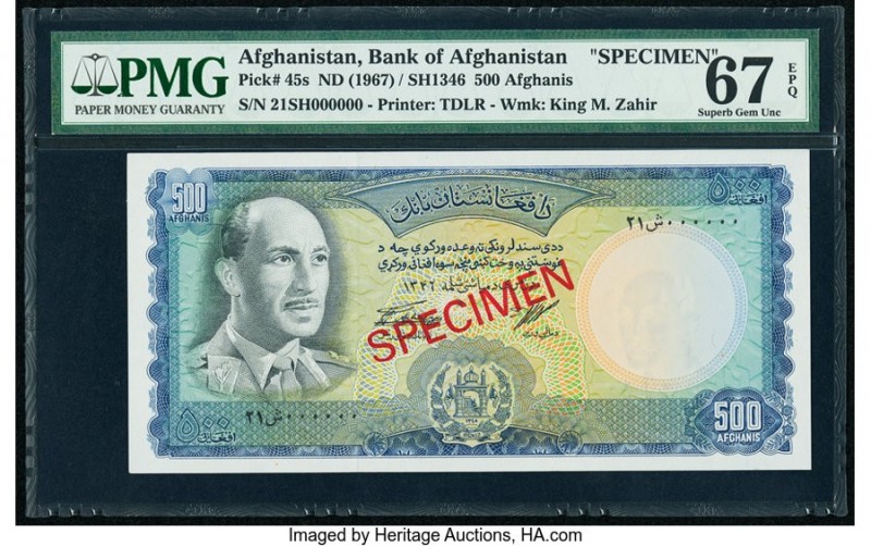 Afghanistan Bank of Afghanistan 500 Afghanis ND (1967) / SH1346 Pick 45s Specime...
