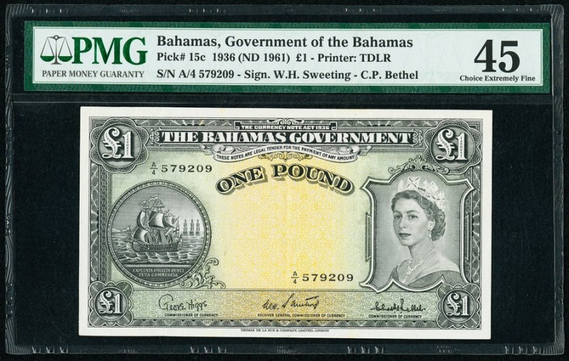 Bahamas Bahamas Government 1 Pound 1936 (ND 1961) Pick 15c PMG Choice Extremely ...