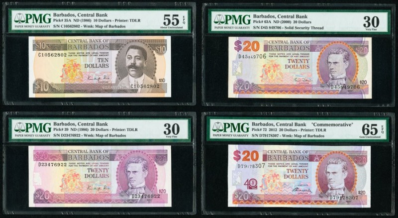 Barbados Central Bank 10; 20 (3) Dollars ND (1986) (2); ND (2000); 2.5.2012 Pick...