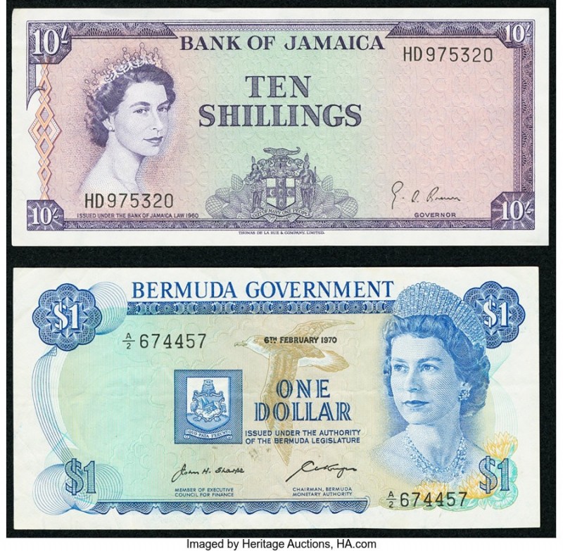 Bermuda Bermuda Government 1 Dollar 1970 Pick 23a Very Fine; Jamaica Bank of Jam...