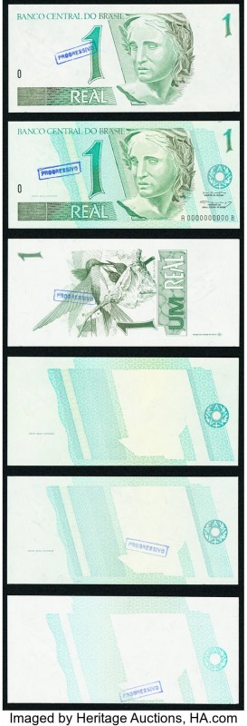 A Group of 1 Real Progress Printings from Brazil. Crisp Uncirculated or Better. ...