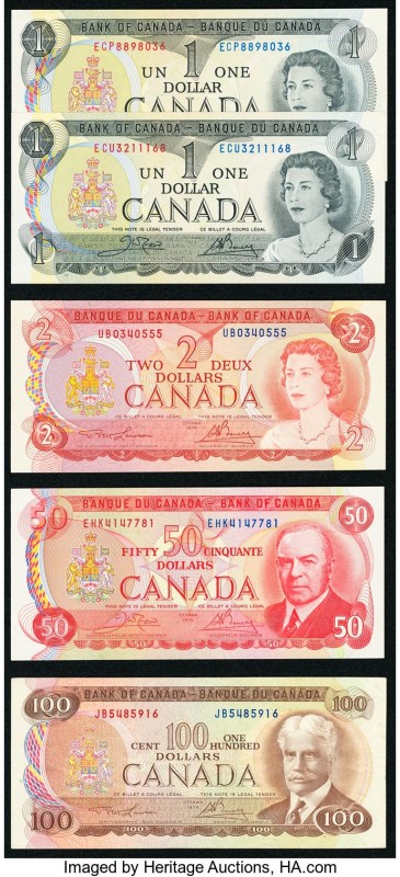 Canada Bank of Canada $1 1973 BC-46a-i (2); $2 1974 BC-47a; $50 1975 BC-51a-i; $...