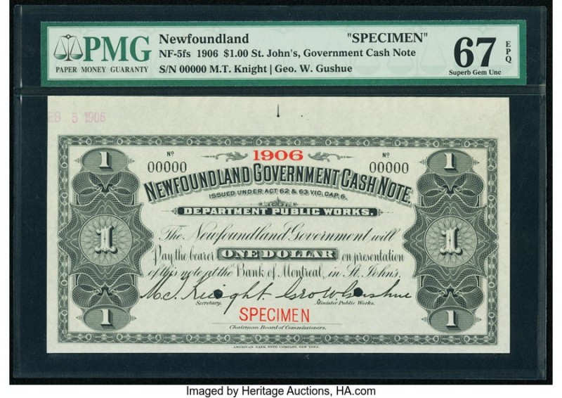 Canada Newfoundland Government Cash Note $1 1906 Pick Newfoundland A7 NF-5fs Spe...