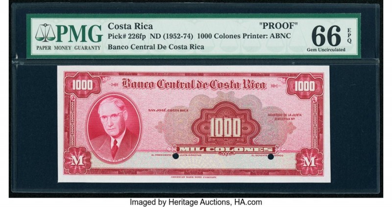 Costa Rica Banco Central de Costa Rica 1000 Colones ND (1952-74) Pick 226fp Fron...
