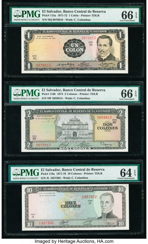 El Salvador Banco Central de Reserva de El Salvador 1; 2; 10 Colones 31.8.1971; ...