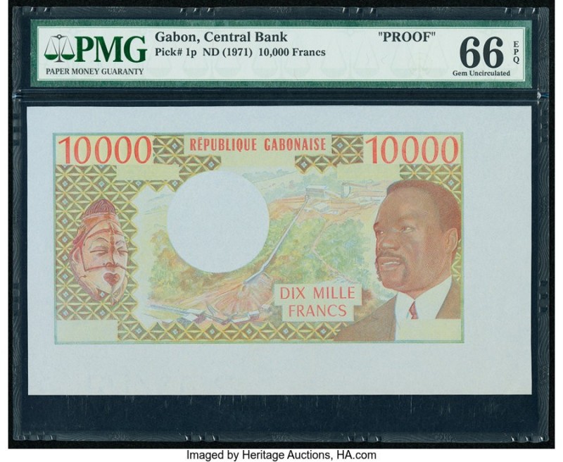 Gabon Banque Centrale 10,000 Francs ND (1971) Pick 1p Proof PMG Gem Uncirculated...