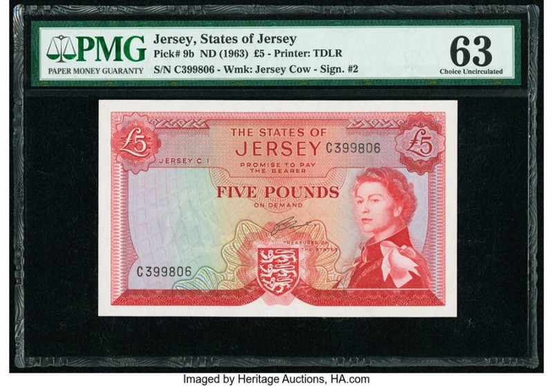 Jersey States of Jersey 5 Pounds ND (1963) Pick 9b PMG Choice Uncirculated 63. I...