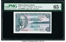 Malawi Reserve Bank of Malawi 5 Shillings 1964 Pick 1 PMG Gem Uncirculated 65 EPQ. 

HID09801242017

© 2020 Heritage Auctions | All Rights Reserved
