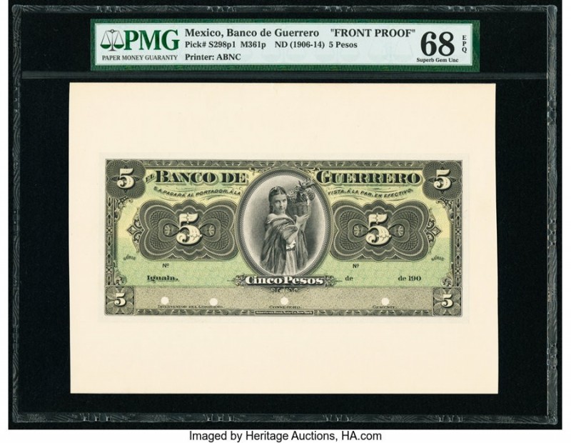 Mexico Banco de Guerrero 5 Pesos 190x Pick S298p1 M361p Front Proof PMG Superb G...