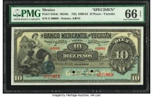 Mexico Mercantil de Yucatan 10 Pesos 12.1900 Pick S454s M549s Specimen PMG Gem Uncirculated 66 EPQ. Two POCs; red Specimen overprints.

HID09801242017...