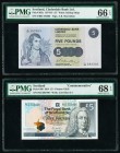 Scotland Clydesdale Bank Ltd.; The Royal Bank 5 Pounds 2.2.1976; 2.9.2014 Pick 205c; 369 Two Examples PMG Gem Uncirculated 66 EPQ; Superb Gem UNC 68 E...