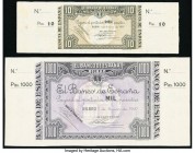 Spain Banco de Espana Bilbao 10; 1000 Pesetas 1.1.1937 Pick S562r; S567r Group of Two Remainders Extremely Fine-About Uncirculated. 

HID09801242017

...