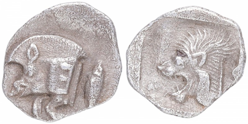 450-400 aC. MYSIA (Kyzikos). Óbolo. SNG BN 378. Ag. 0,71 g. Parte delantera del ...