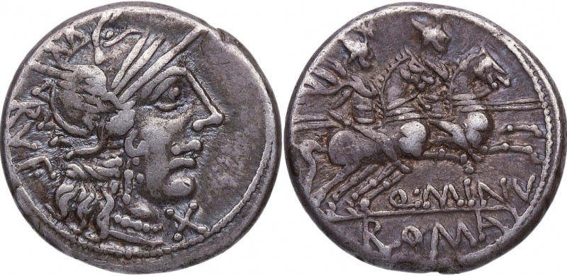 122 aC. Familia Minucia. Roma. Denario. FFC 920. Ag. 3,90 g. Atractiva. EBC- / M...