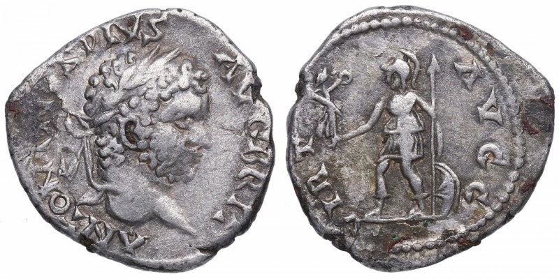 211-217 dC. Caracalla. Frontera. Denario. Ag. 3,39 g. ANTONINVS PIVS AVG BRIT /V...