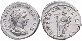 219-220. Eliogábalo (218-222). Roma. Denario. BMC 168. Cohen 282. RIC 150. 4,81 g. IMP ANTONINVS AVG Laureate y busto drapeado de Elagabalus a la dere...