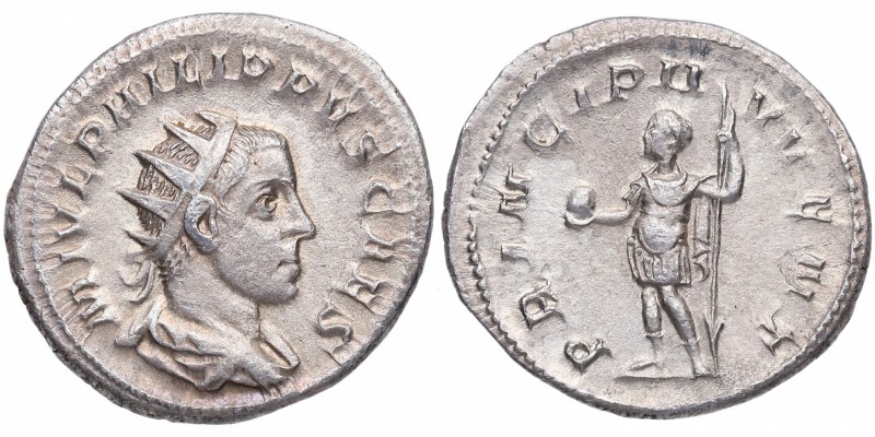 246. Felipe II como César (244-247). Roma. Antoniniano. Cohen 48 var. RIC 218d v...