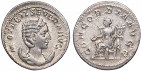 246-248. Otacilia Severa. Antoniniano. C 4. RIC 125c. 4,63 g. Busto diademed y drapeado r. en media luna /Concordia sentado L., sosteniendo patera y d...