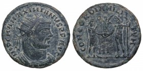 295-299 dC. Maximiano I. Heraclea. Follis. RIC 14. Ae. A/ Busto radiado y con coraza a derecha. IMP C M A MAXIMIANVS PF AVG. R/ Júpiter estante a izqu...