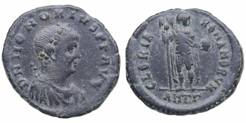 392-95 dC. Honorio. Antioquía. Follis. Ae. 4,72 g. DN HONORIUS PF AVG. Busto de ...