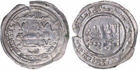 912-961. Abd-Al-Rahman III. Medina Azahara. Dirham. 447 H (Vives 441). Ag. 1,87 g. EBC-. Est.60.