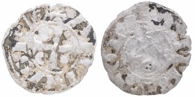 1065 -1109. Alfonso VI (1065-1109). Reino de Castilla. Toledo. Meaja. Mozo A6:7:10 similar. Ag. 0,25 g. ANFUS REX , alrededor de un circulo que contie...