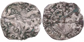 Alfonso IX (1188-1230). Dinero leonés. Ve. 0,66 g. Creciente bajo las patas del león. MBC. Est.100.