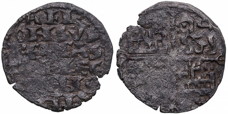 Alfonso X (1252-1284). Dinero de 6 líneas. Ve. 0,63 g. Roeles terminación Ejes. ...