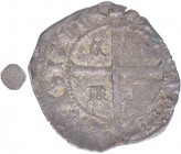1369-1379. Enrique II (1369-1379). Sin marca de ceca. Cruzado. Mar 625. Ve. 1,67 g. Roseta detrás del busto. MBC. Est.30.