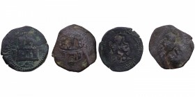 Felipe II (1556-1598) y ¿Felipe II?. Toledo y ¿Granada?. Lote de 2 monedas: 2 Cuartos y ¿2 Cuartos?. Cu. BC. Est.8.