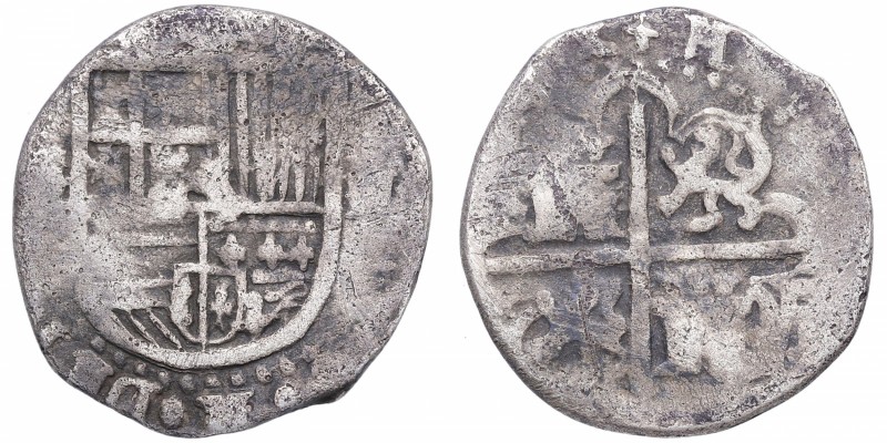 Felipe II (1556-1598). Sevilla. 2 Reales. Ag. 5,15 g. BC. Est.50.