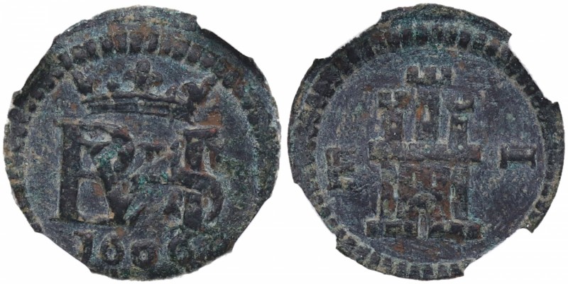 1606 dC. Felipe III (1598-1621). Segovia. 1 Maravedí. Cal-861. Encapsulada por N...