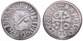 1611. Felipe III (1598-1621). Barcelona. 1/2 Croat (1/2 Real). Ag. 1,47 g. MBC-. Est.30.