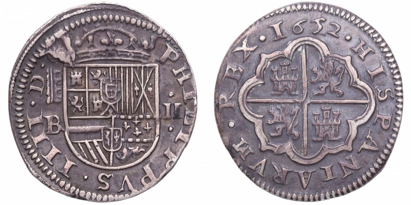 1652. Felipe IV (1621-1665). Segovia (Real Ingenio). 2 Reales. Ag. 5,82 g. MBC. ...