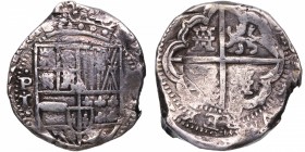 1618-1648. Felipe IV (1621-1665) o Felipe III. Potosí. 8 Reales. Tapia. Ag. MBC-. Est.250.